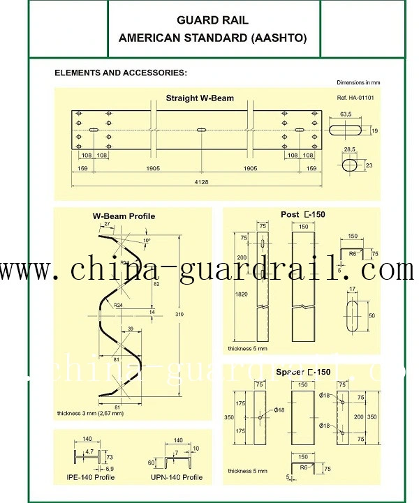 Safety Crash Barrier Defensas Viales Traffic Products for Wholesale